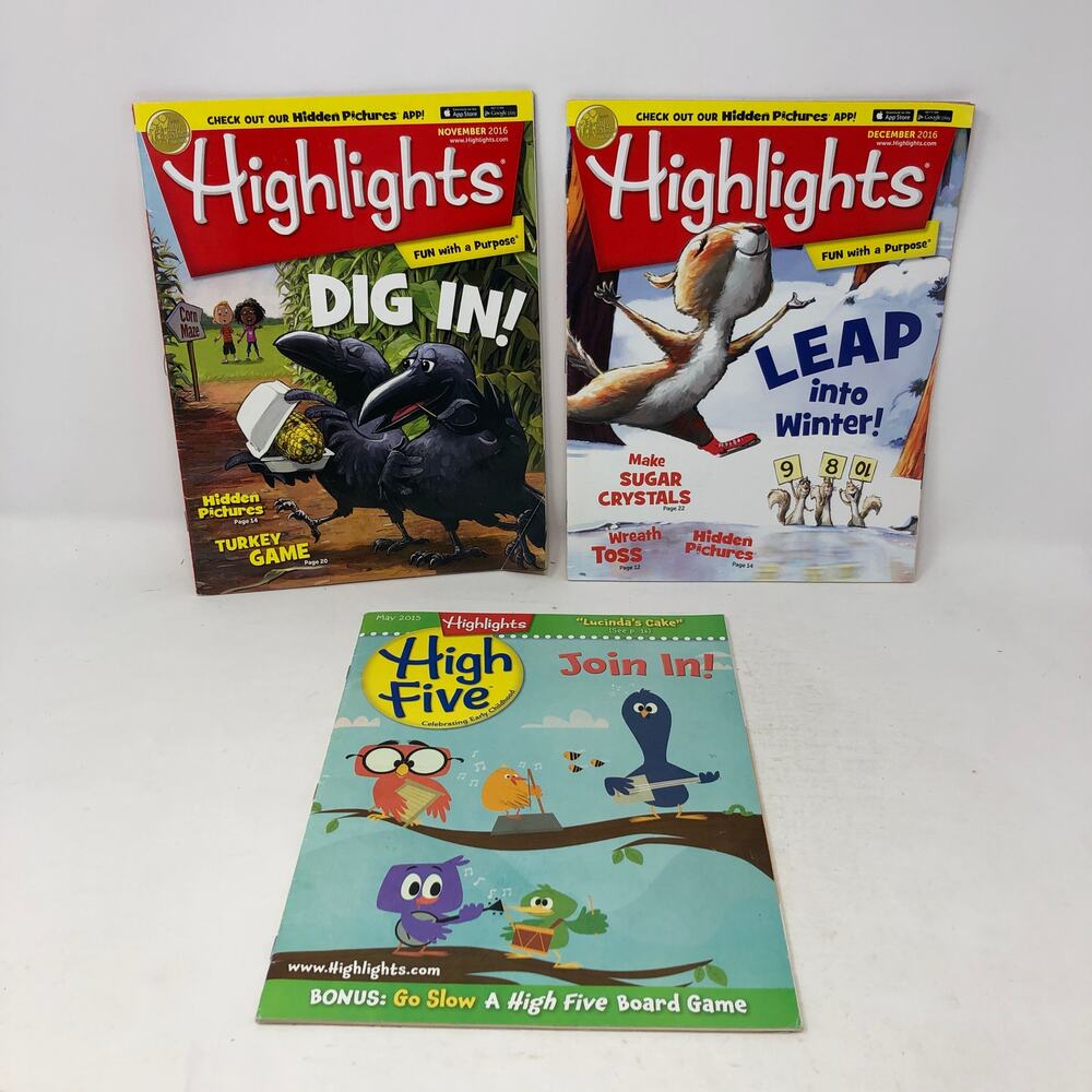 Lot of 3 Highlights Magazines for Kids 2015-2016 Educational Puzzles Stories